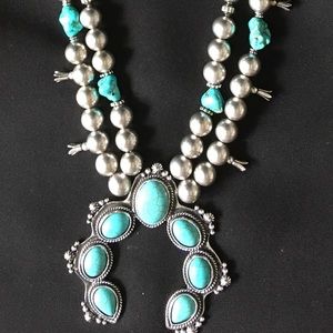 Faux Silver and Turquoise Necklace